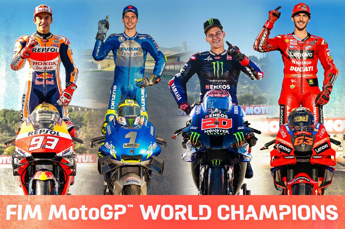 Cuatro campeones en cuatro años con cuatro motos diferentes.